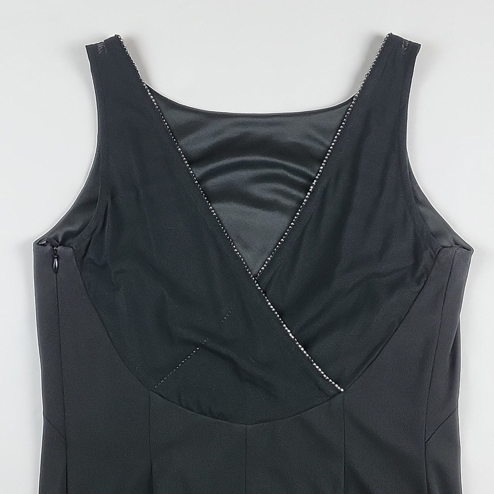 Vintage 90s Y2K Alex Evenings Black Mesh Overlay w Rhinestones Cocktail Dress - Picture 9 of 16